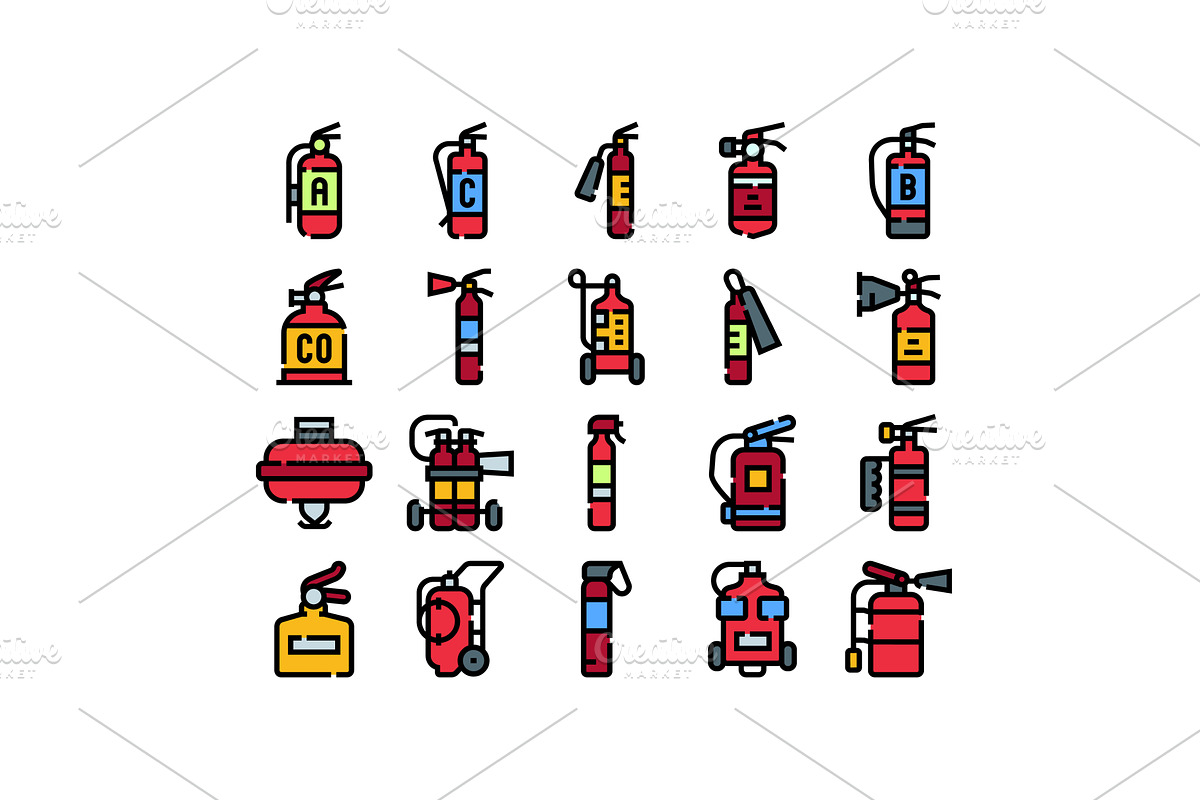 Fire extinguishers collection, an Illustration by pikepicture
