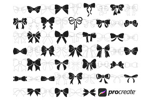 Ribbon Bows Set 3 Procreate Brush