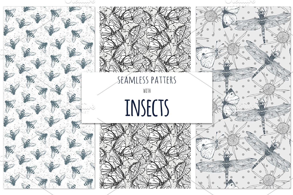 Insects pattern set, a Pattern Graphic by Julia Bilenko (Photo 1 of 4)