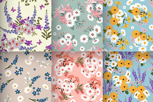 Floral Bouquets Patterns Set