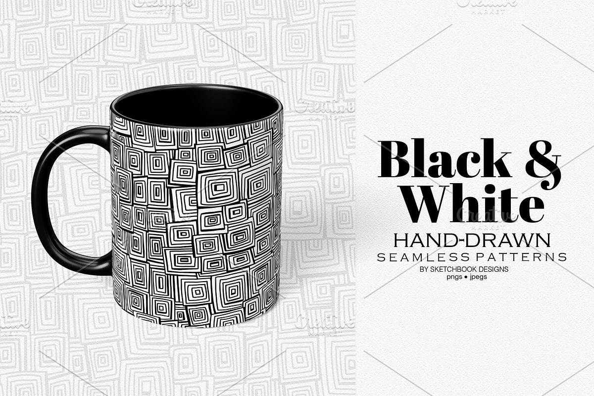 Black & White Hand-drawn Patterns, a Pattern Graphic by Sketchbook Designs (Photo 7 of 10)