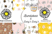 Bees and daisy's digital papers,, a Pattern Graphic by Shabbypaperboutique (Thumbnail 1 of 3)