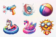 Colorful Pool Party Clipart, an Illustration by CreationArt (Thumbnail 4 of 5)