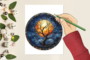 Moonlit Nights Stained Glass Clipart, an Illustration by RobertsArt (Thumbnail 7 of 7)