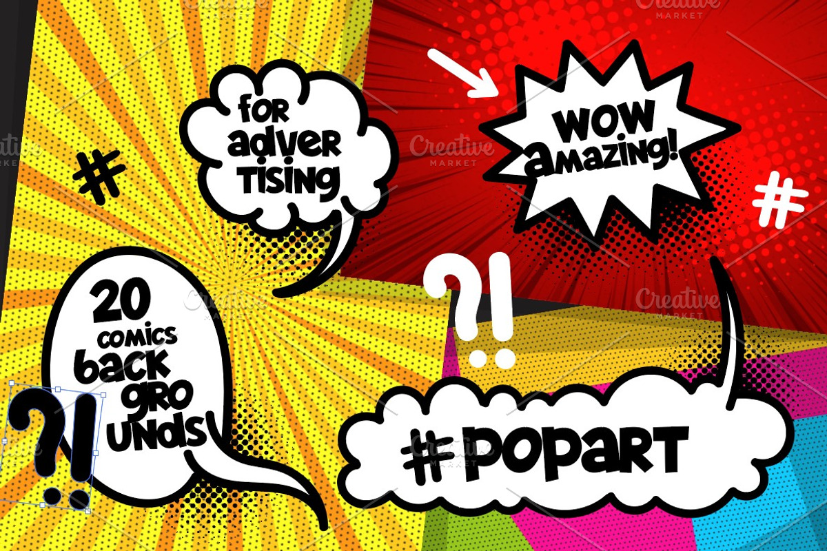 SET 20-BOOM! Pop Art backgrounds, a Texture Illustration by Kapitosh (Photo 2 of 3)