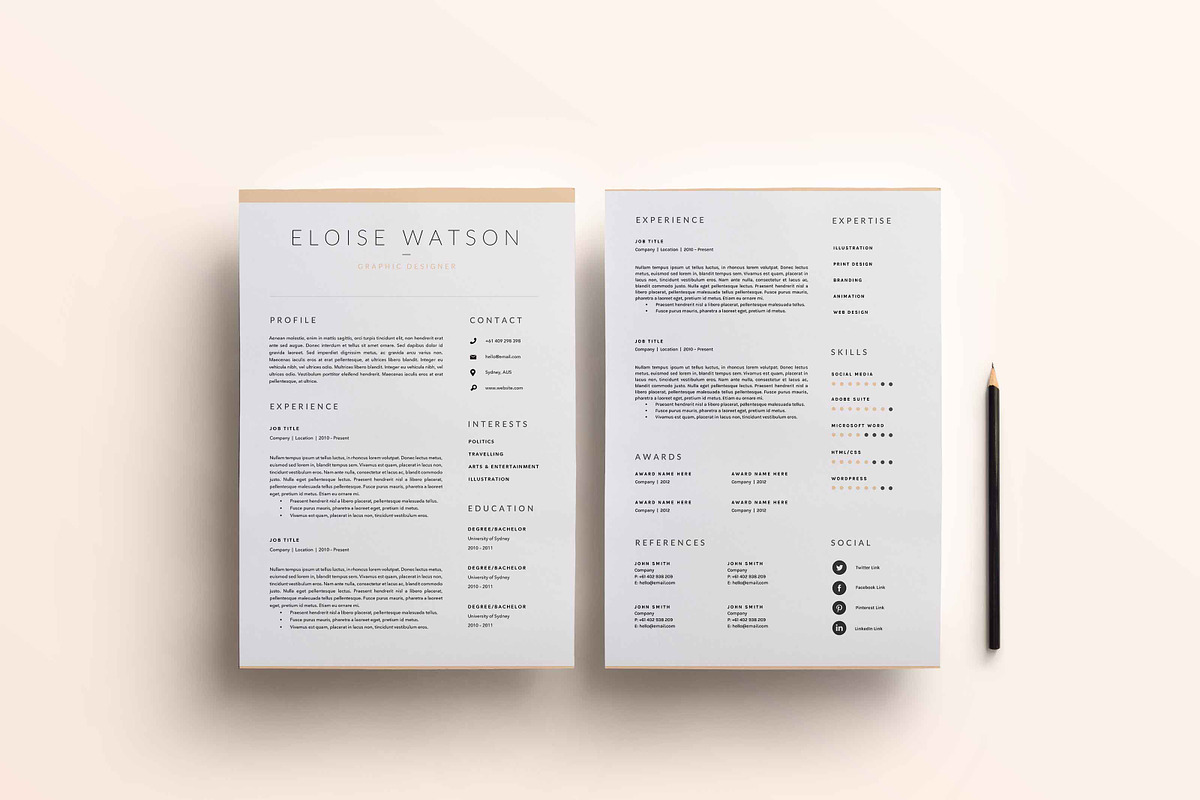3 Page Resume Template | INDD + DOCX, a Resume Template by BlackDotResumes (Photo 3 of 5)