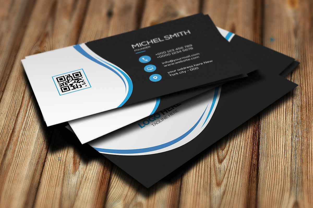 Blue Wavy Business Card, a Business Card Template by Saman Osama (Photo 3 of 3)