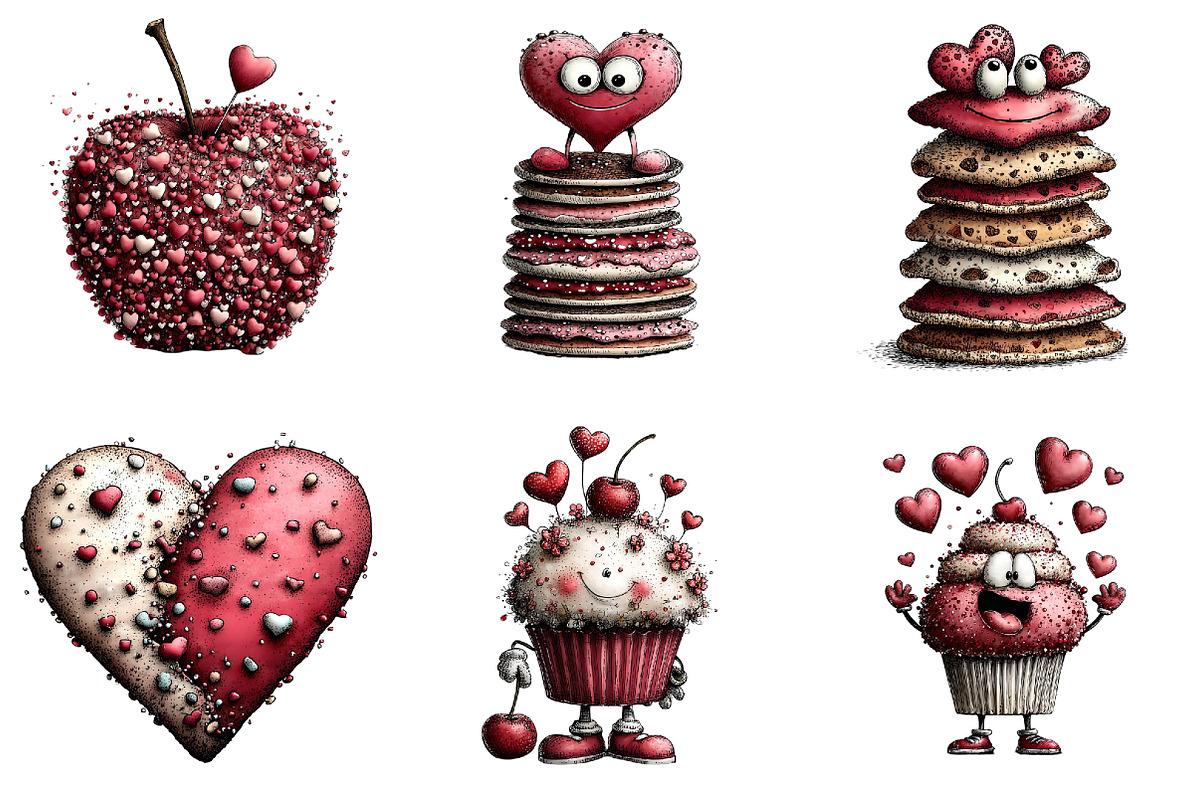 Quirky Valentines Sweets Clipart, an Illustration by DreamArtGraphic (Photo 2 of 4)