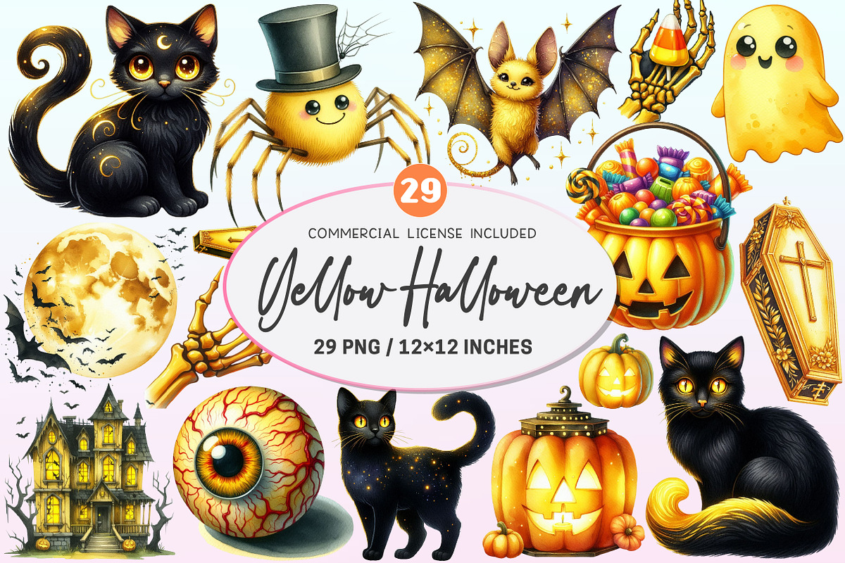 Yellow Halloween Clipart Sublimation, a Graphic by CitraGraphics (Photo 1 of 4)
