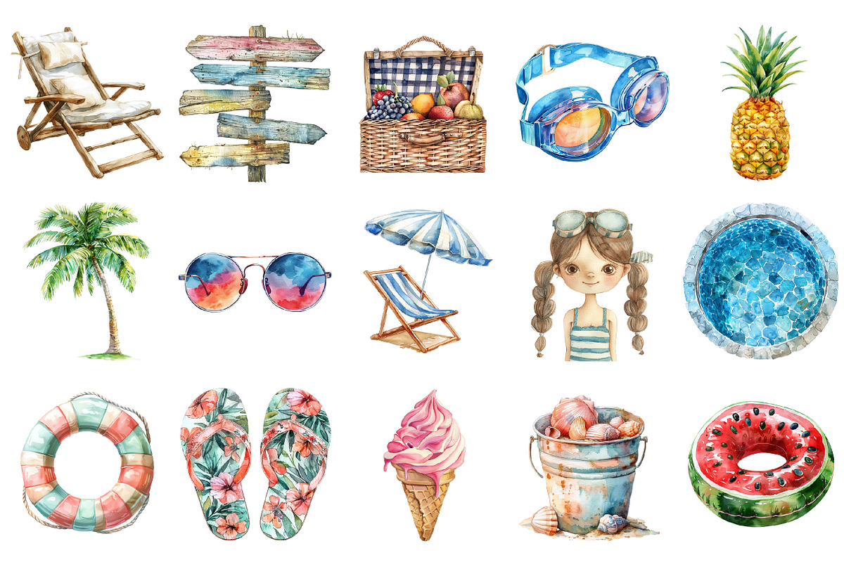 Pool Party Clipart, an Illustration by Design Market (Photo 3 of 5)