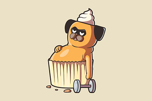 Cupcake Pug!, an Animal Illustration by pedrors