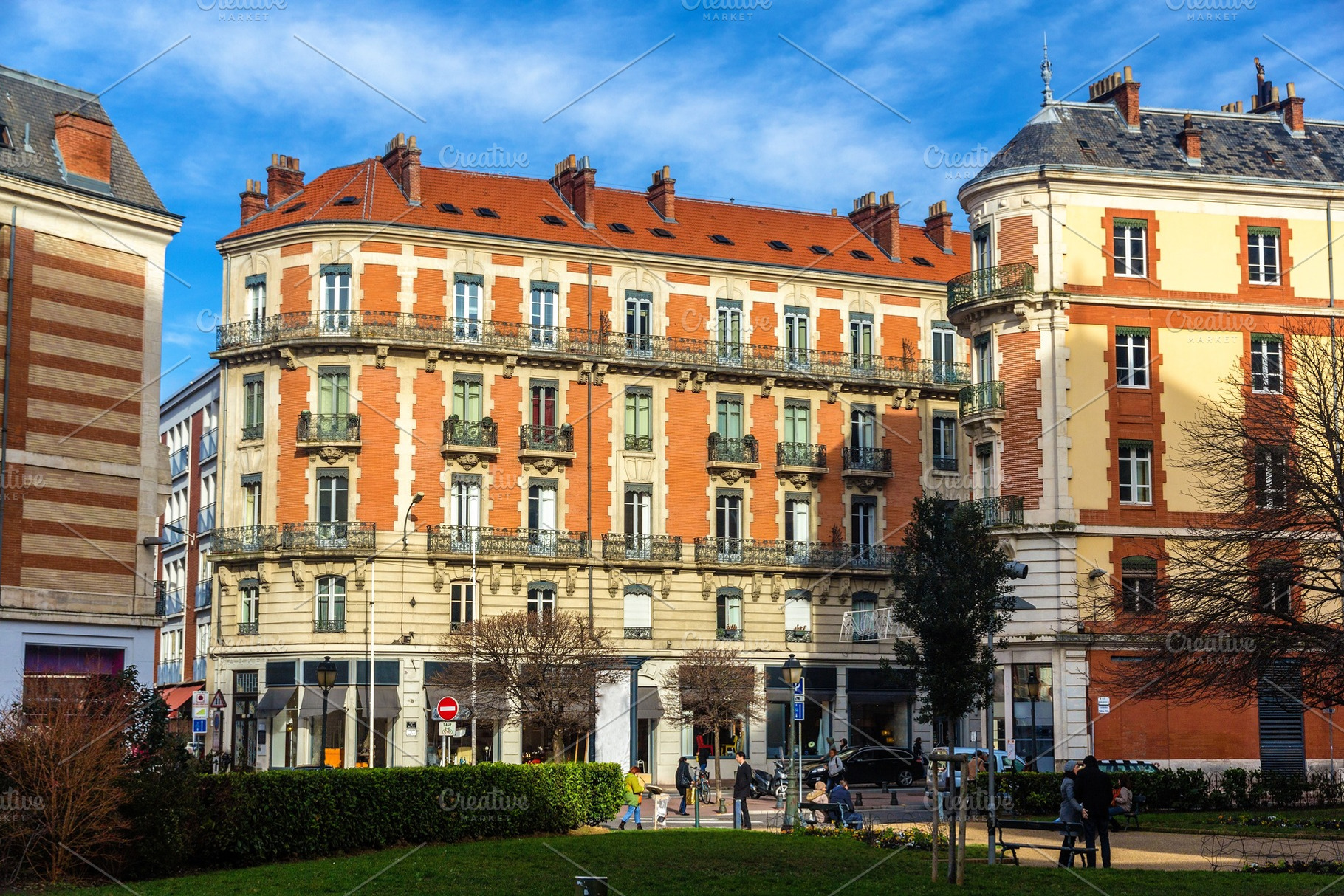 Buildings in the city center of toulouse france containing toulouse, france, an Architecture Photo by Leonid Andronov