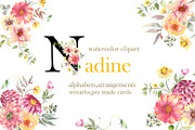 Nadine Watercolor floral collection, an Illustration by ViсkyArtDesign (Thumbnail 1 of 11)