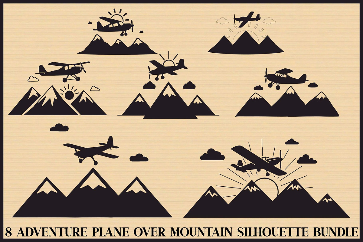 Adventure Plane Mountain Bundle, an Illustration by hafijul (Photo 1 of 9)