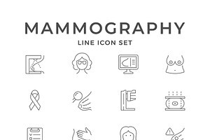 Set line icons of mammography, an Outline Icon by motorama