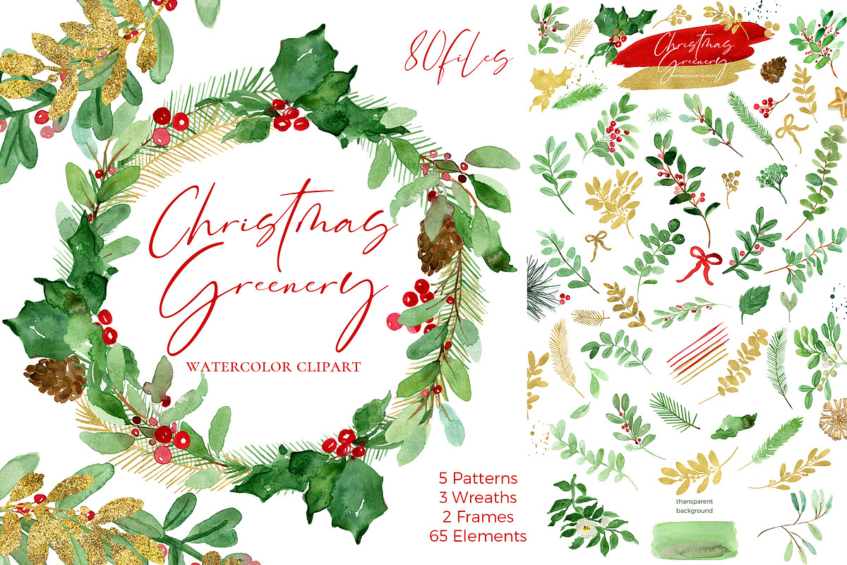 Christmas Greenery. Winter Foliage, an Illustration by LABFcreations (Photo 2 of 8)
