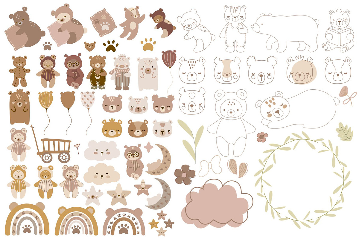 Bear World Vector Clipart & Patterns, an Animal Illustration by CpSnowy (Photo 7 of 8)