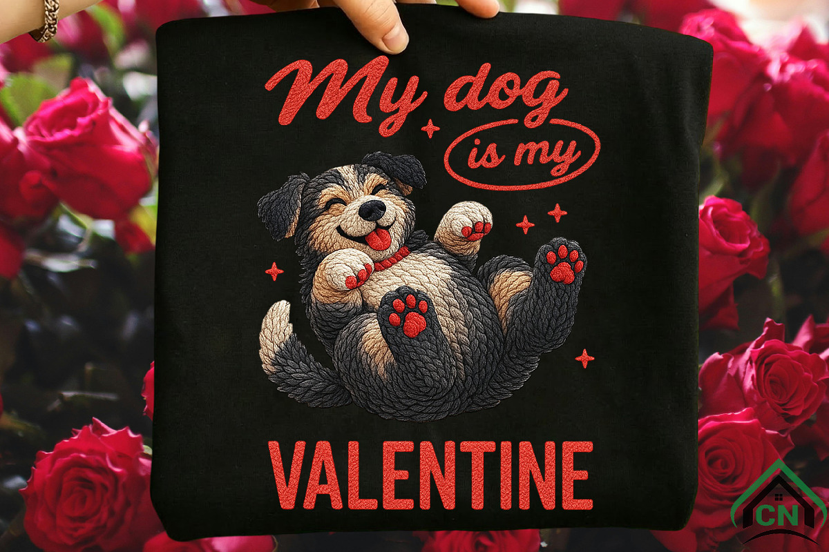 Yarn Crochet Valentine's Day Dog PNG, an Illustration by Craft Nest (Photo 1 of 6)