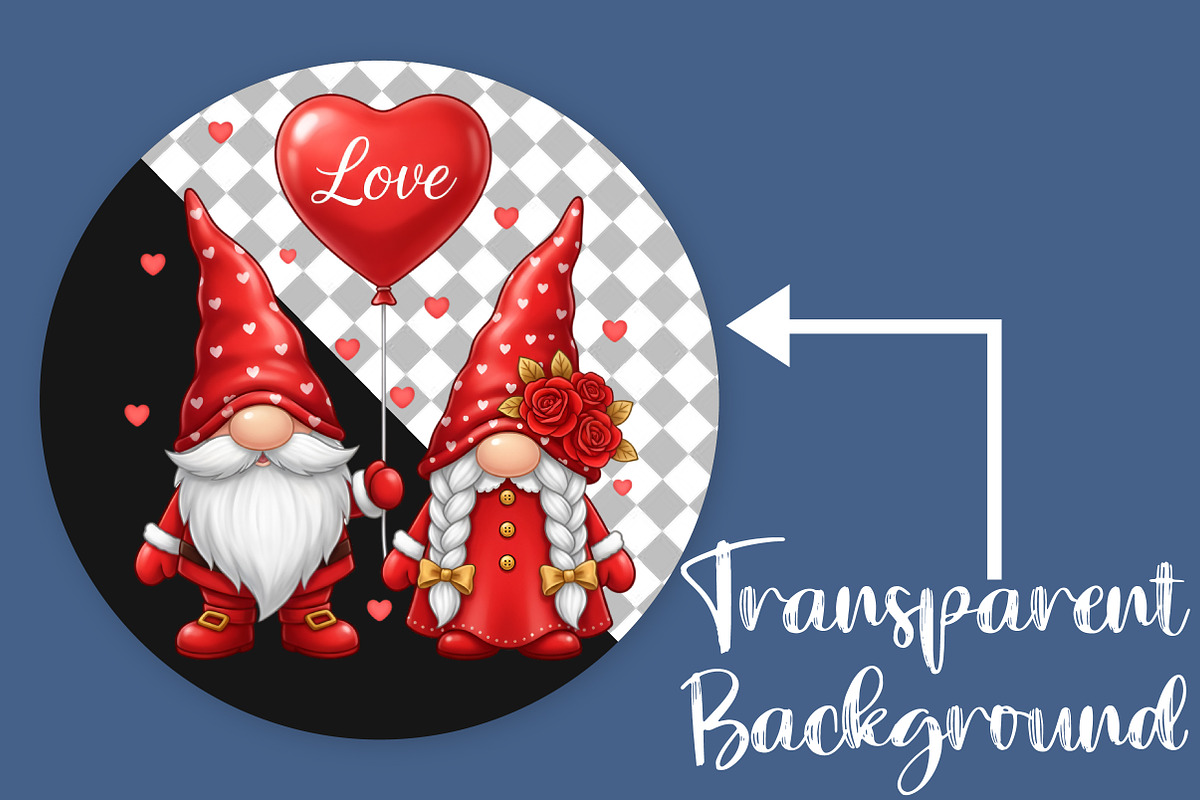 Valentine's Day Gnomes PNG, an Illustration by Canvas Craft (Photo 2 of 6)