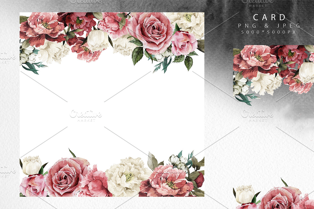 WATERCOLOR BUNDLE Peonies & Roses, an Illustration by ollalya (Photo 6 of 101)