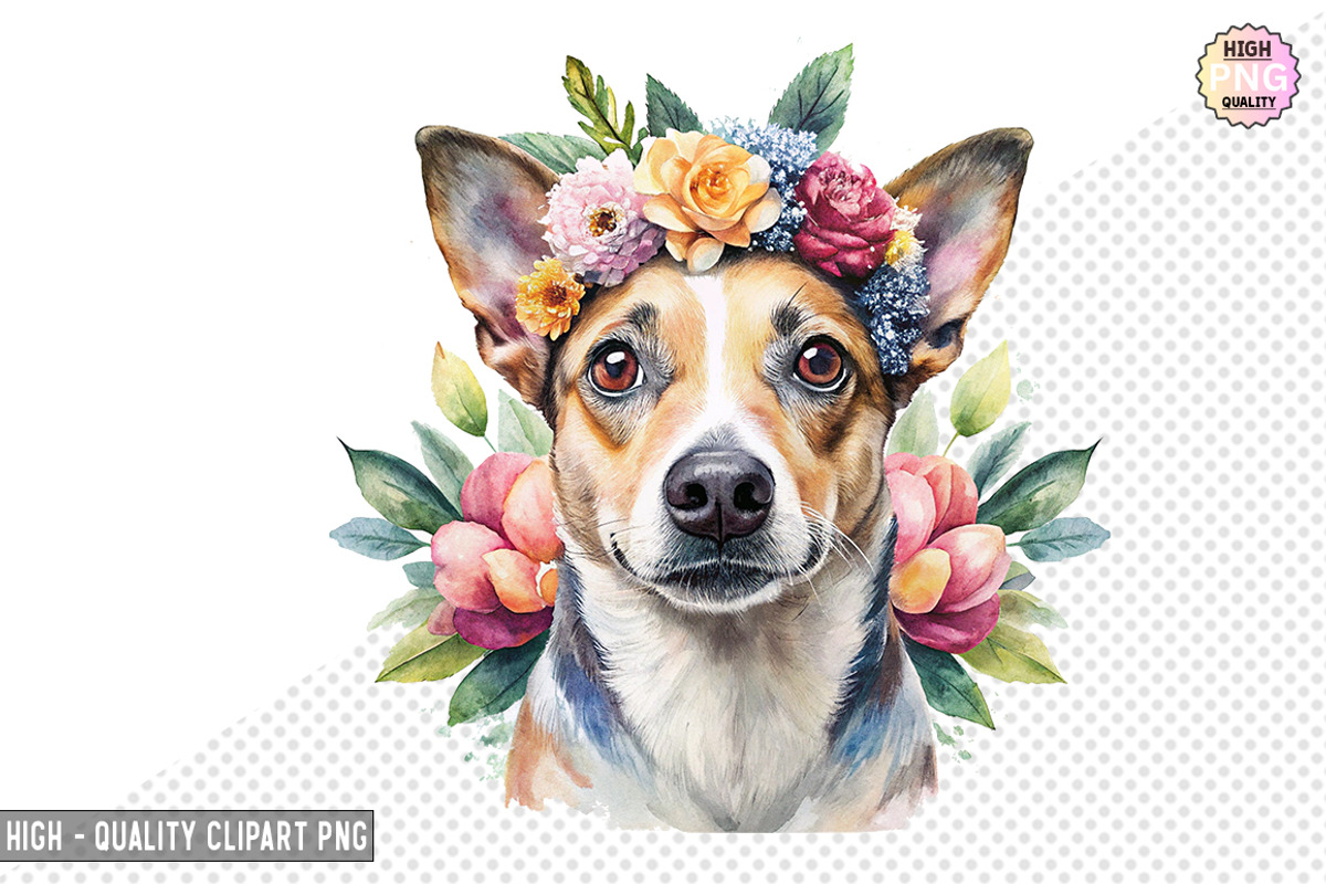 Dog Wearing Flower Crown Bundle, a Graphic by crative8112 (Photo 7 of 8)