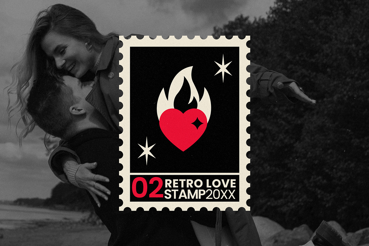 12 Retro Love Stamps, an Object Graphic by Parisa-Artstudio (Photo 4 of 4)