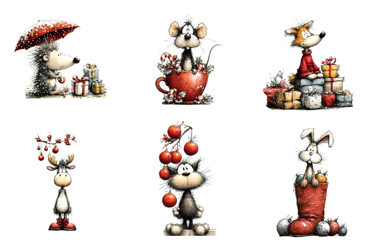 Christmas Animals clipart, an Illustration by CreationArt (Photo 3 of 6)