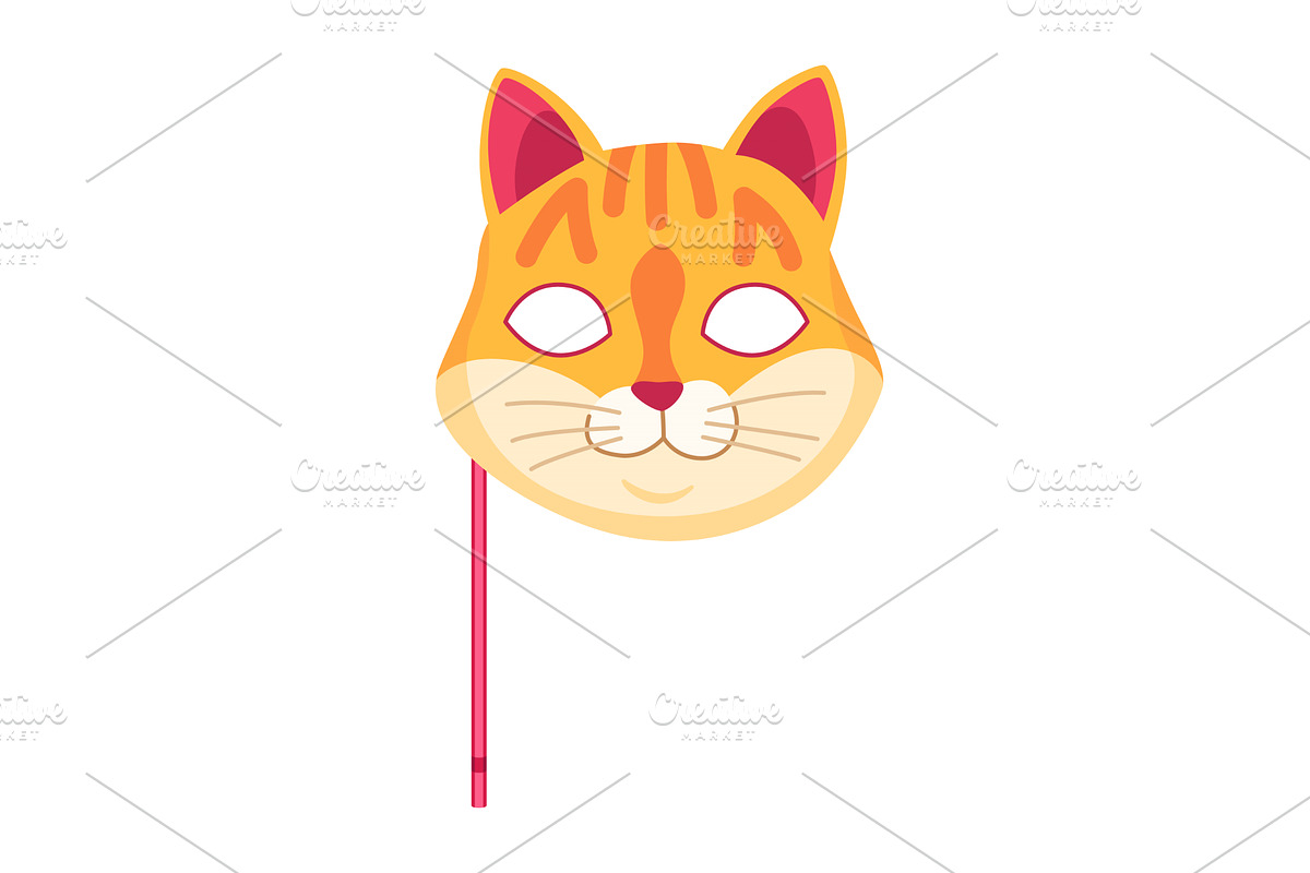 Adorable and Cute Cartoon Cat Mask, an Animal Illustration by the8monkey
