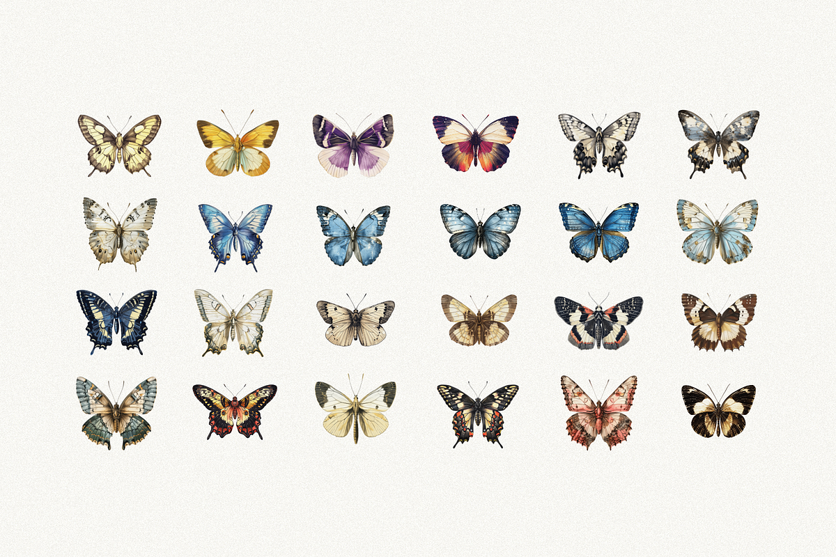 80 Vintage Butterflies Clipart, an Object Graphic by Nova Studio (Photo 4 of 7)