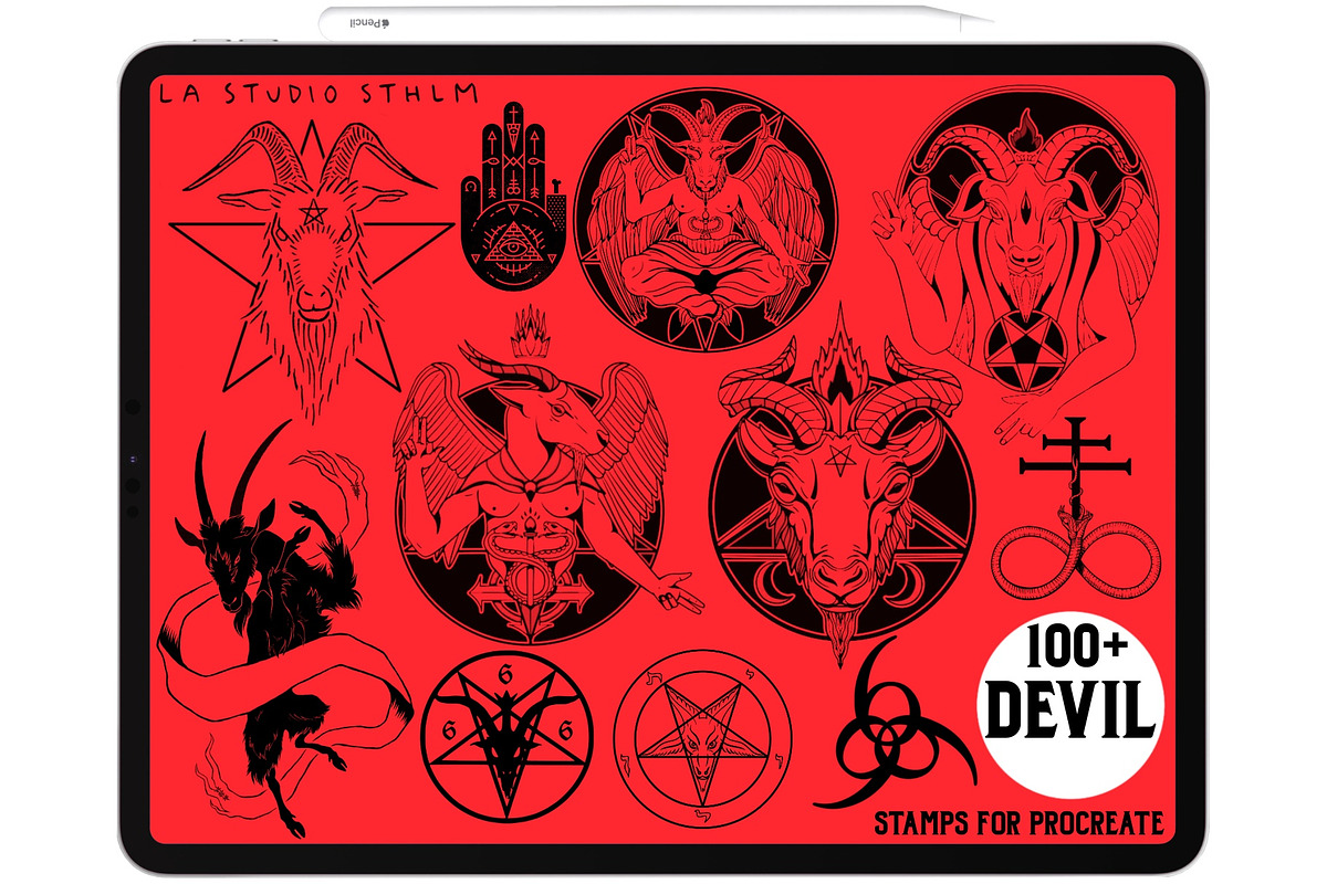 Devil - Procreate Tattoo Stamp Set, a Brush Add-On by LA Studio Sthlm (Photo 3 of 7)