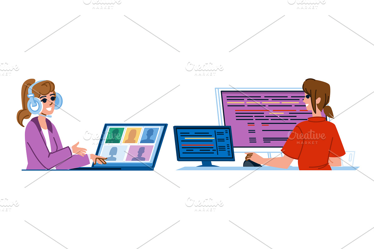 technology it specialist woman, a Person Illustration by pikepicture