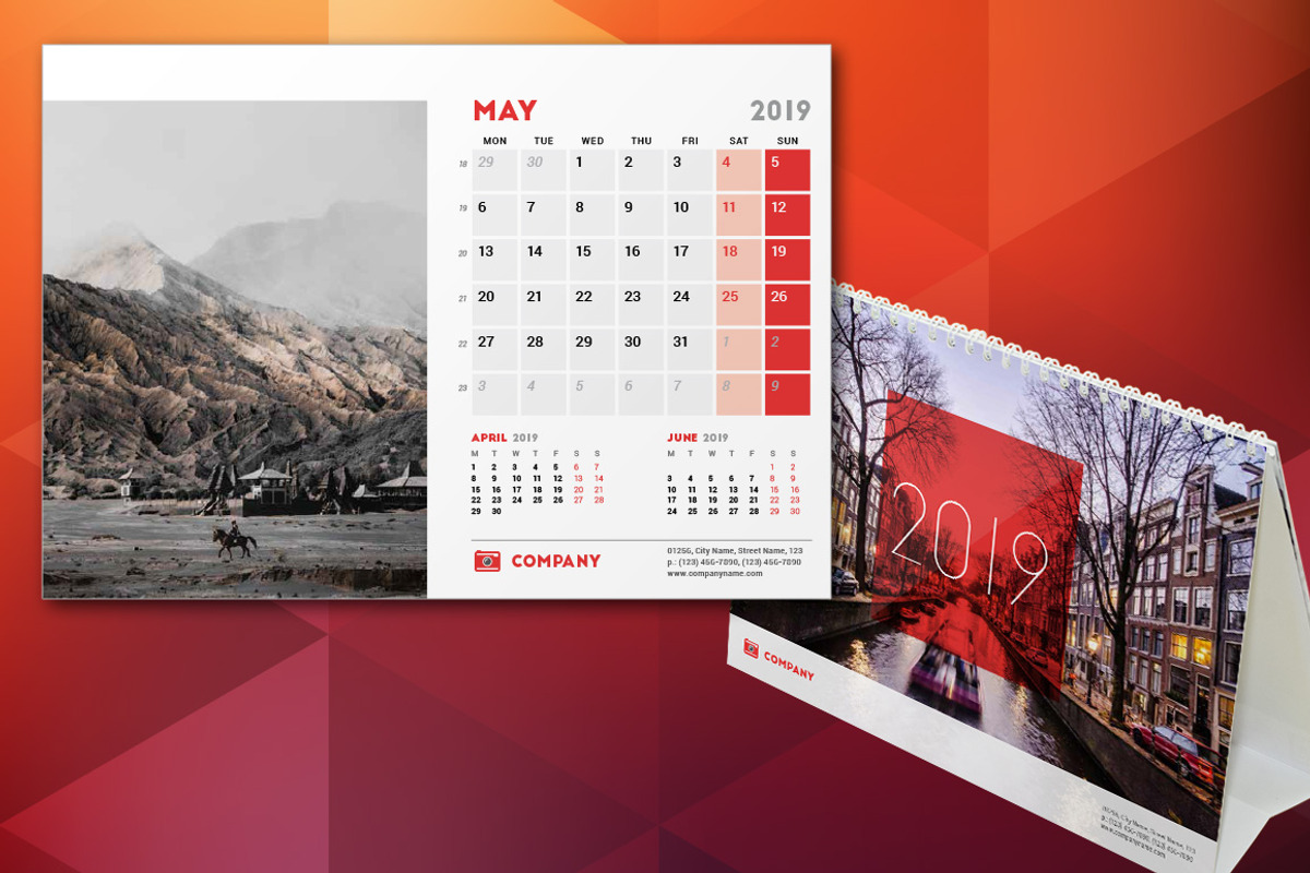 Desk Calendar 2019, a Stationery Template by AntartStock (Photo 2 of 4)