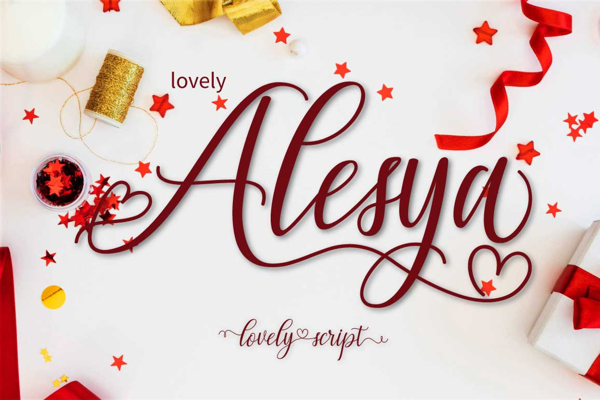 Lovely Alesya Script Font, a Script Font by Cut Story (Photo 1 of 15)