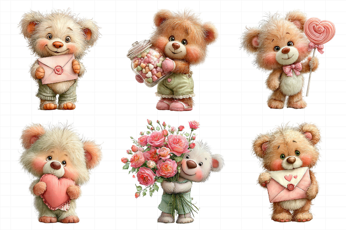 Valentines Teddy Bear Clipart, an Illustration by Daily.Designs (Photo 3 of 5)