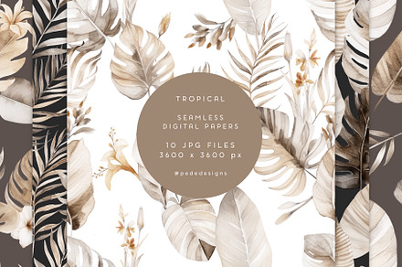 Tropical Leafy Patterns, a Pattern Graphic by PeDe Designs