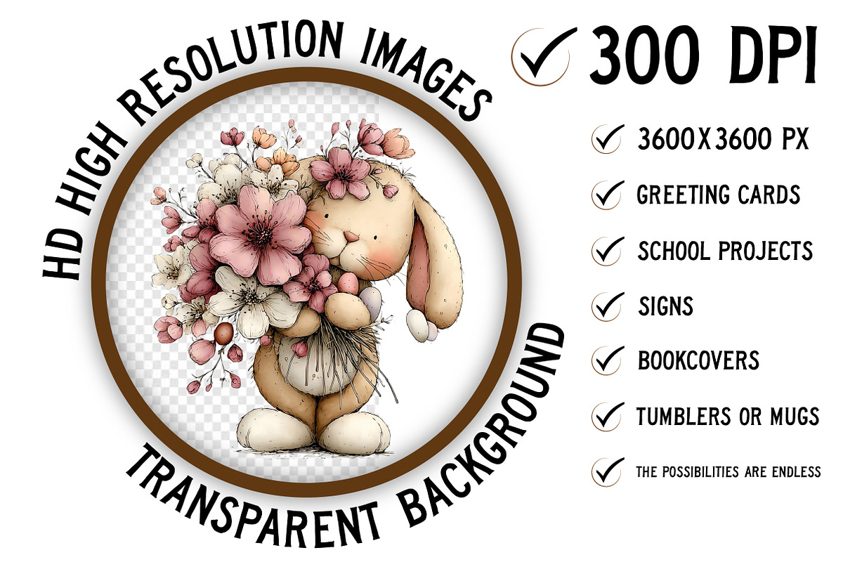 Whimsical Easter Bunny Clipart, an Illustration by Craft Nest (Photo 2 of 11)