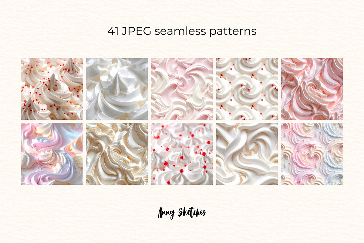 Cream & Cherry Seamless Patterns, a Pattern Graphic by Anna Design Studio