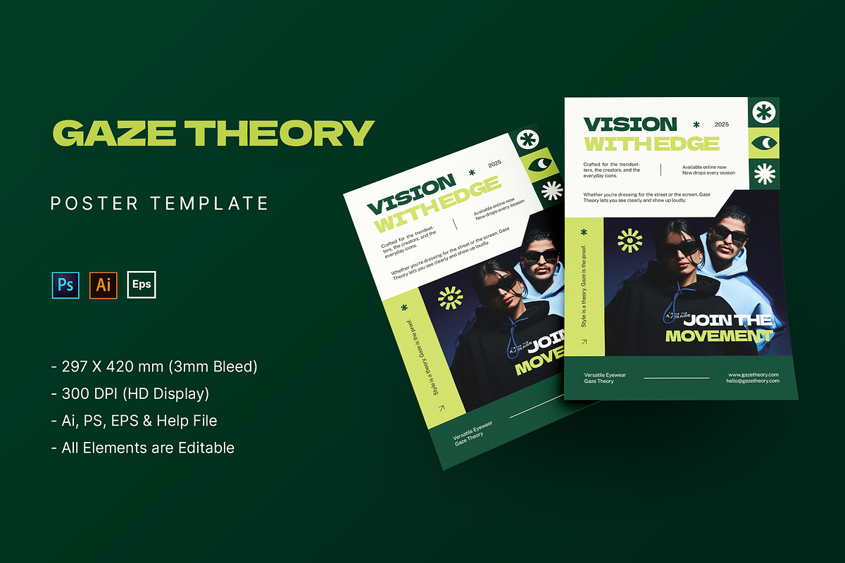 Gaze Theory - Poster Template, a Poster Template by StreaksideStd (Photo 1 of 3)
