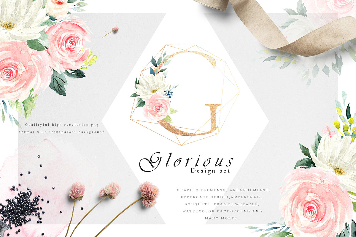 Floral Alphabet Design Set, a Decorative Illustration by Pixavics (Photo 1 of 12)
