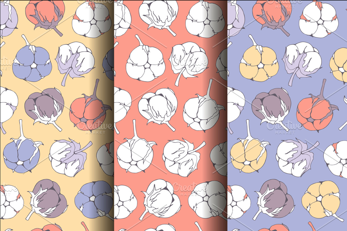 Set seamless cotton patterns, a Pattern Graphic by Mira15 (Photo 1 of 2)