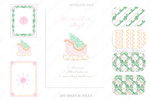Winter Pink Sleigh, an Illustration by LABFcreations