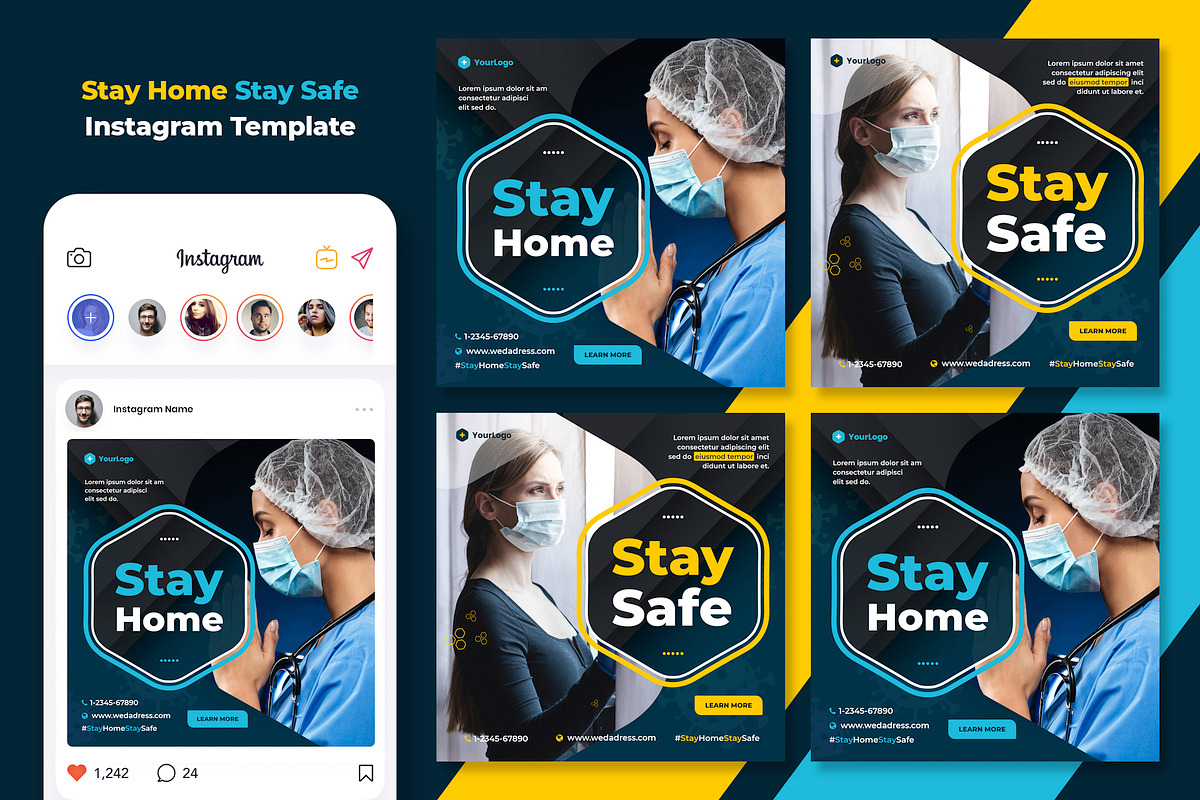 Prevent Covid-19 Instagram Post, a Social Media Template by Boostock
