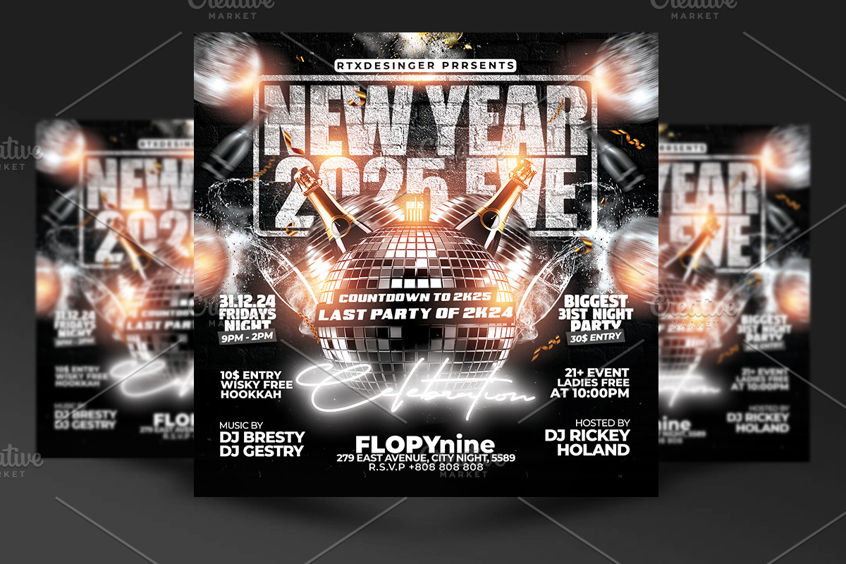 New Year Party Flyer Template, a Flyer Template by RTXdesinger99 (Photo 1 of 3)