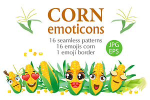 Corn emoticons, a Decorative Illustration by Watercolor fantasy