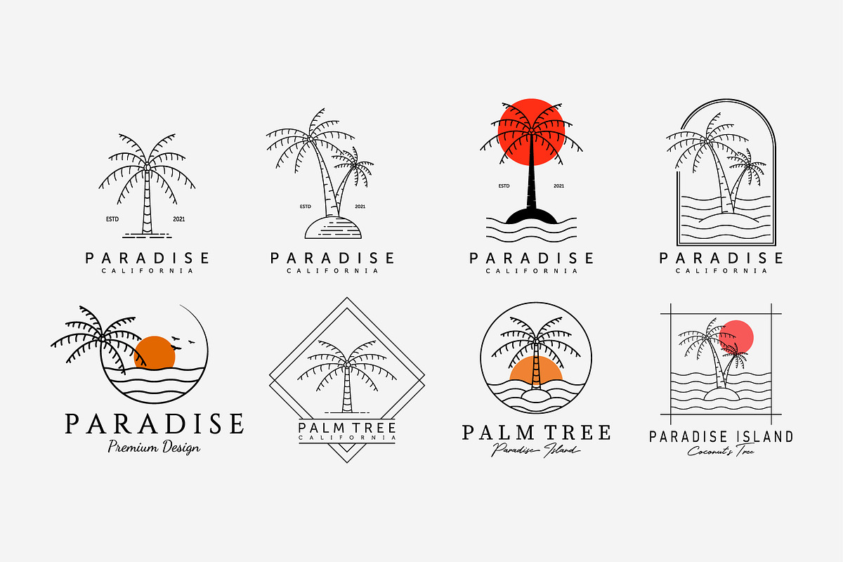 Set Bundle Palm Coconut Tree Logo, a Branding & Logo Template by Pyruos ID