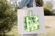 Luxury Green Gingham Summer Clipart, an Illustration by Canvas Craft (Thumbnail 6 of 7)