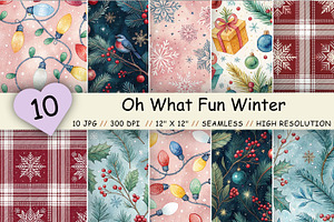 Oh What Fun Winter Digital Paper