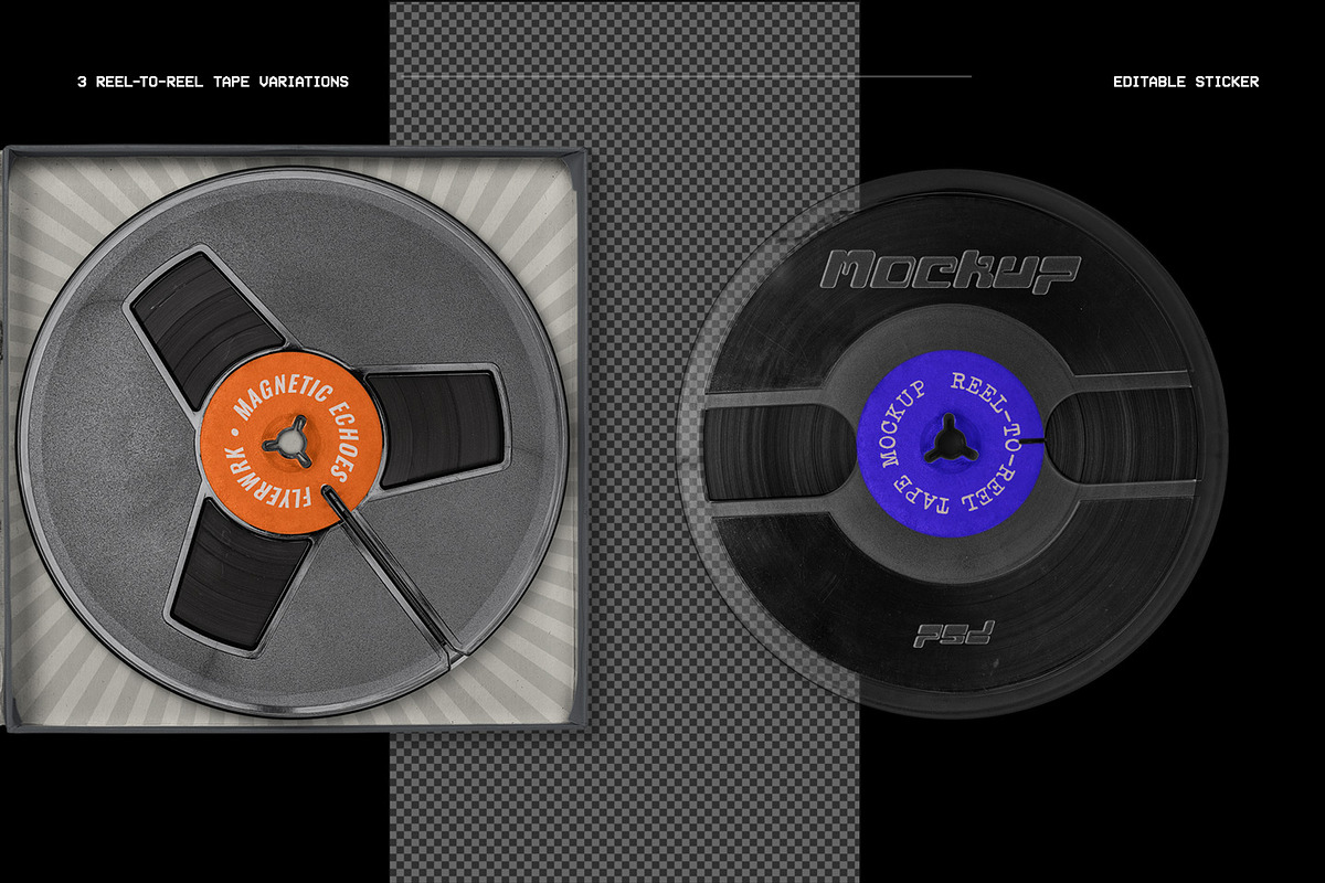 Vintage Reel Tape Box Mockup Kit, a Packaging Mockup by FLYERWRK (Photo 8 of 9)