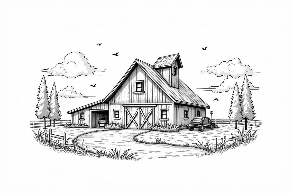 Rustic Farmhouse Landscape Set, an Illustration by Designs_River (Photo 5 of 7)