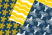 Ocean Life in Blue and Yellow paper, an Animal Illustration by Yellow Lemon Studios (Thumbnail 2 of 2)